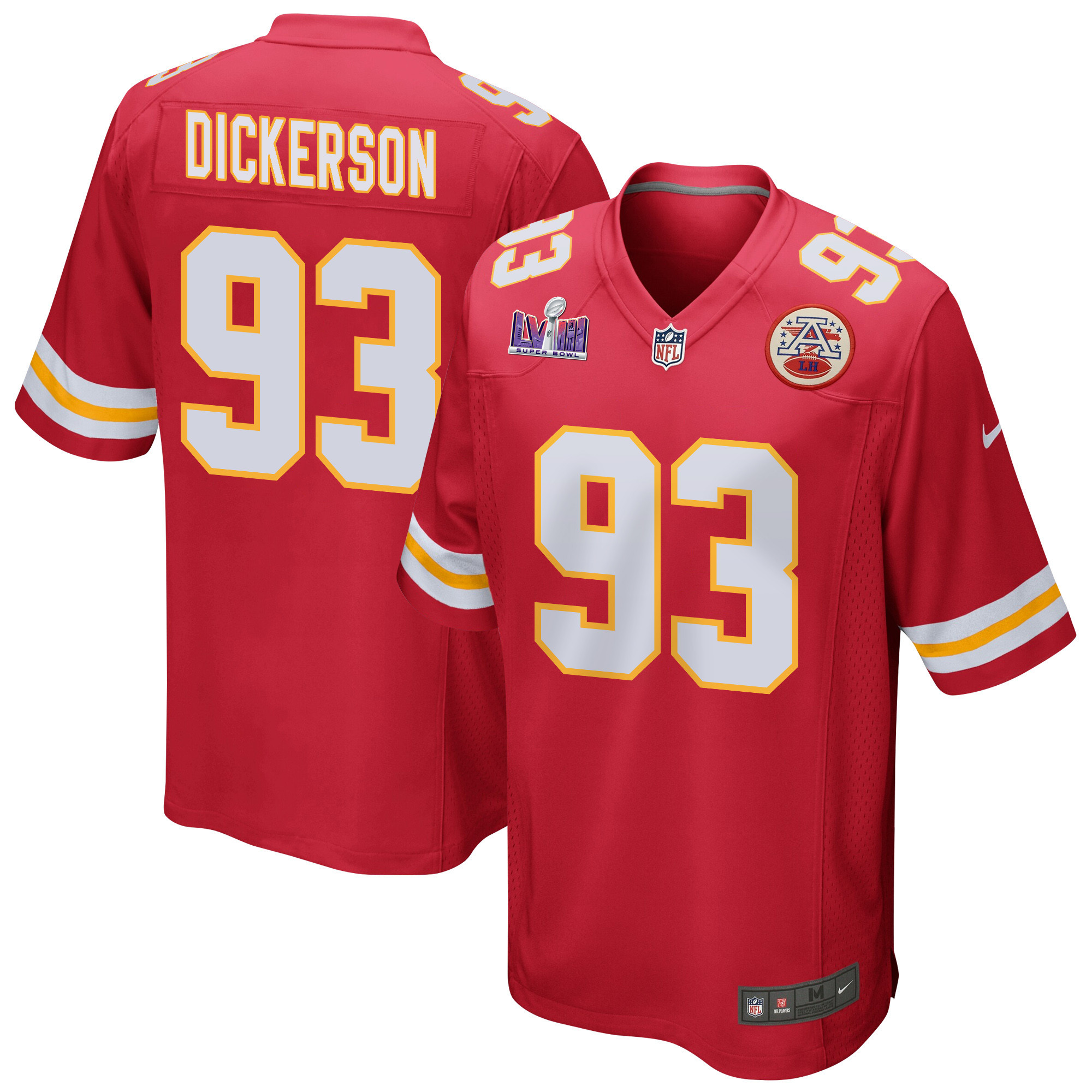 Matt Dickerson 93 Kansas City Chiefs Super Bowl LVIII Patch Game Red NFL Jersey Men's
