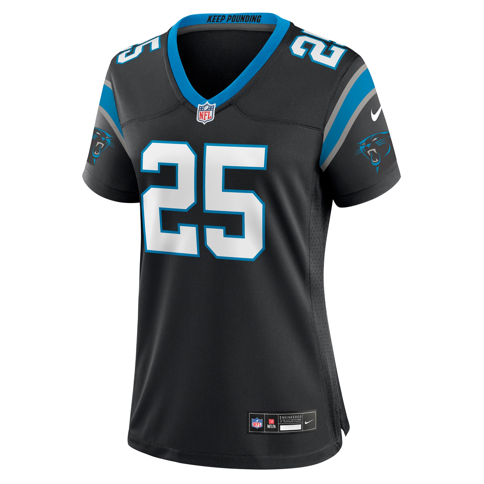 Carolina Panthers Xavier Woods Black Team Game NFL Jersey Women's