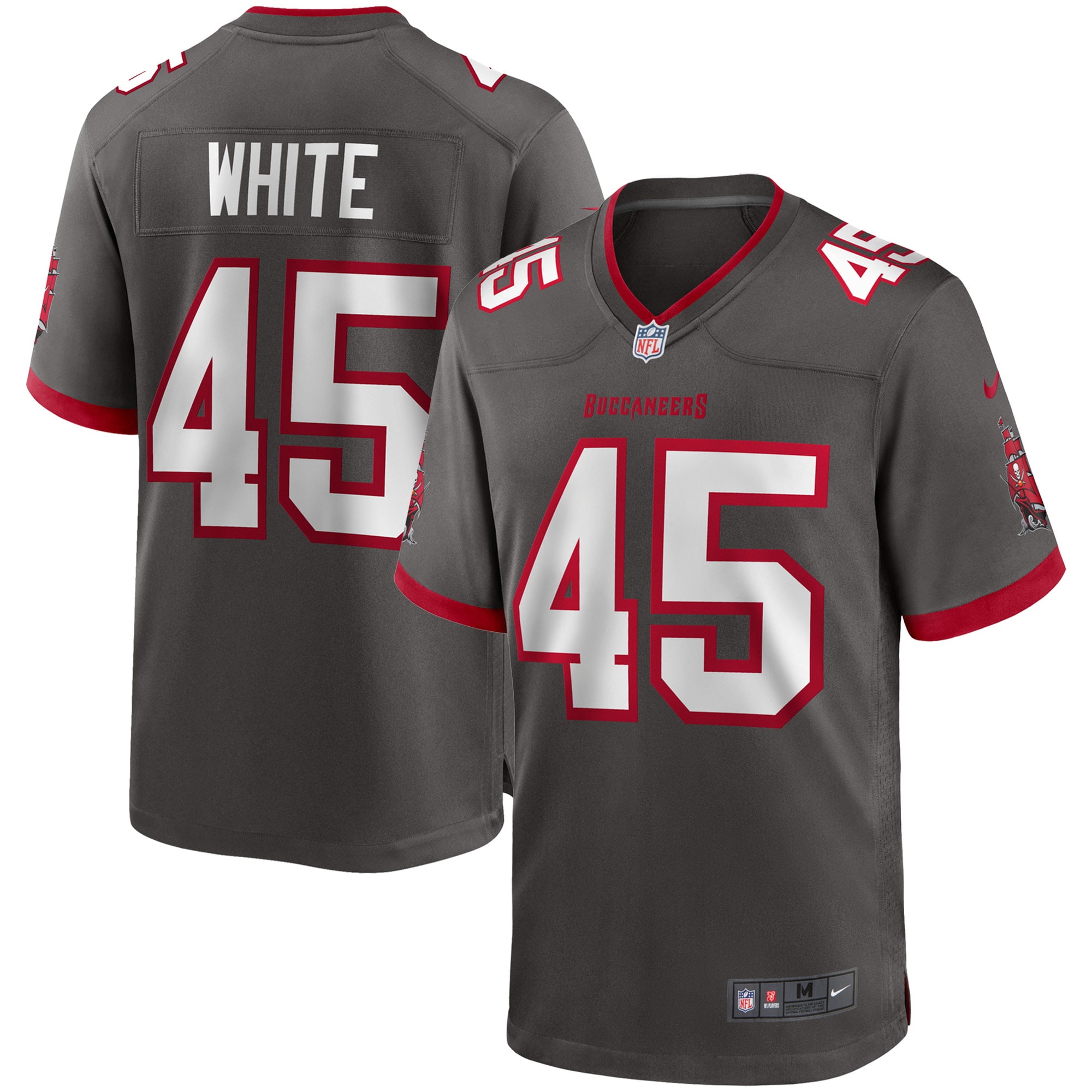 Tampa Bay Buccaneers Devin White Pewter Game NFL Jersey Men's