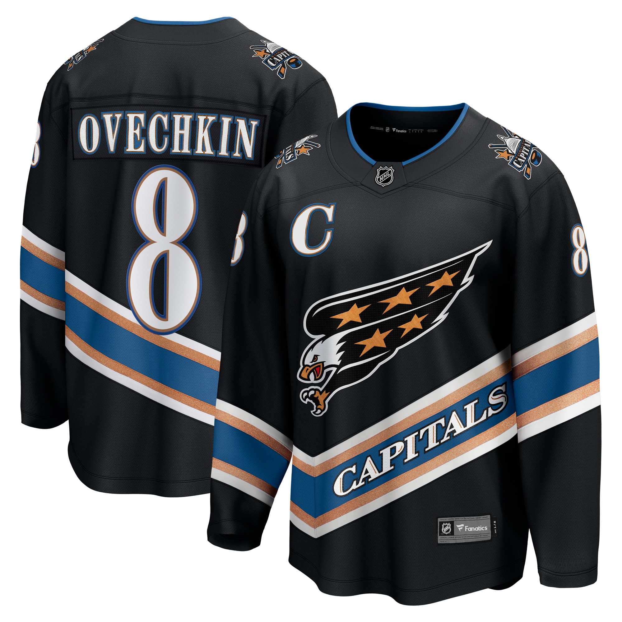 Washington Capitals Alexander Ovechkin Black Alternate 50th Anniversary Premier Breakaway Player NHL Jersey Men's