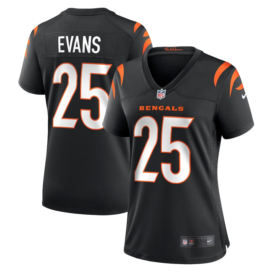 Chris Evans 25 Cincinnati Bengals Game Black NFL Jersey Women's
