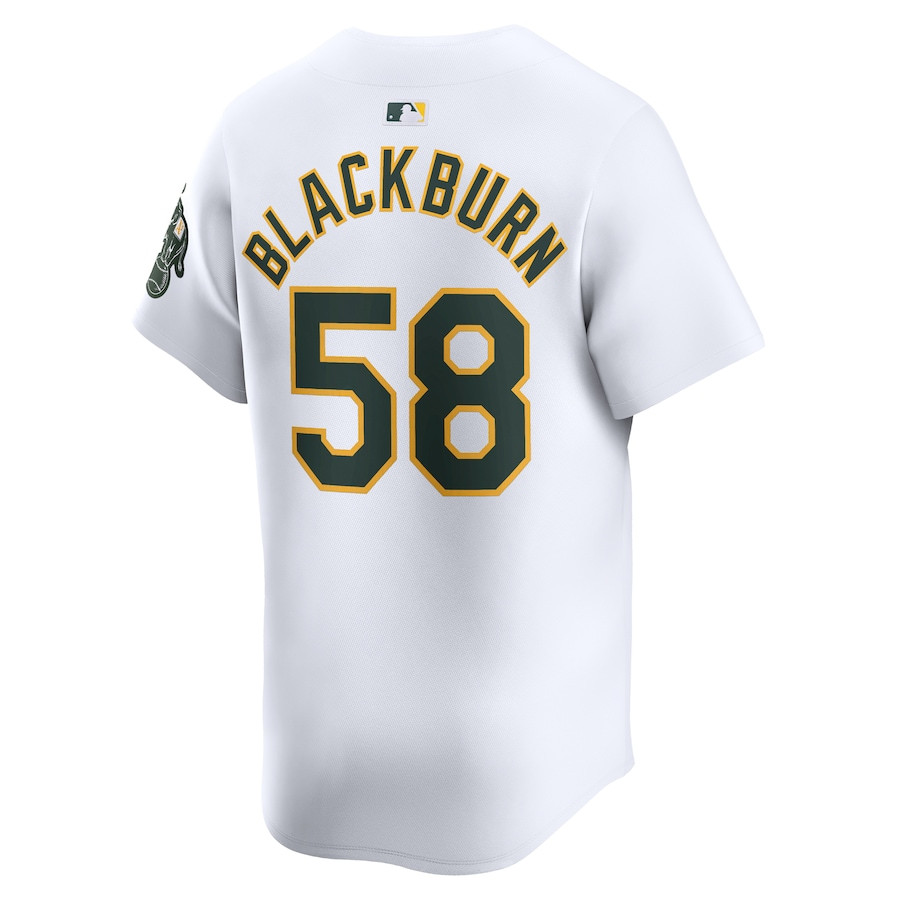 Paul Blackburn 58 Oakland Athletics Home Limited Player White MLB Jersey Men's