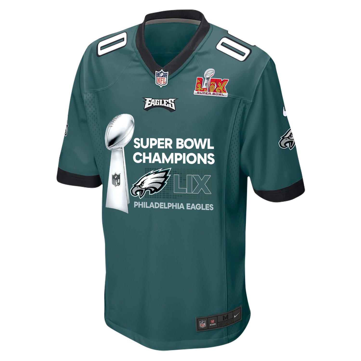 Philadelphia Eagles Super Bowl LIX Champions Locker Room Trophy Collection Game Midnight Green NFL Jersey Men's