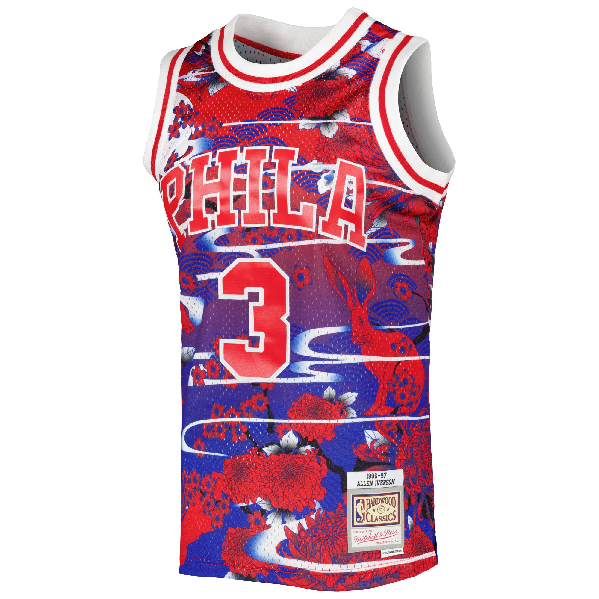 Mitchell Ness Allen Iverson Red Philadelphia 76ers 1996/97 Hardwood Classics Lunar New Year Swingman NBA Jersey Men's