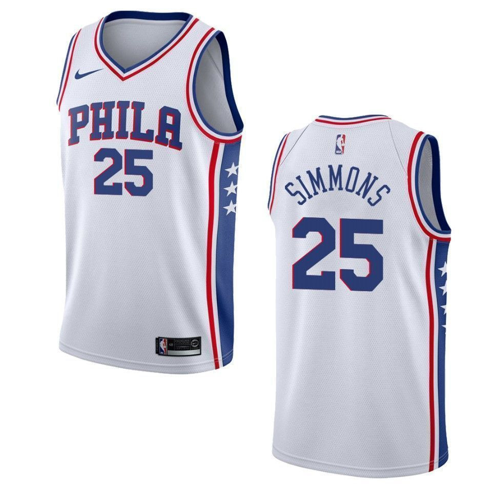 Philadelphia 76ers 25 Ben Simmons Association Swingman White NBA Jersey Men's