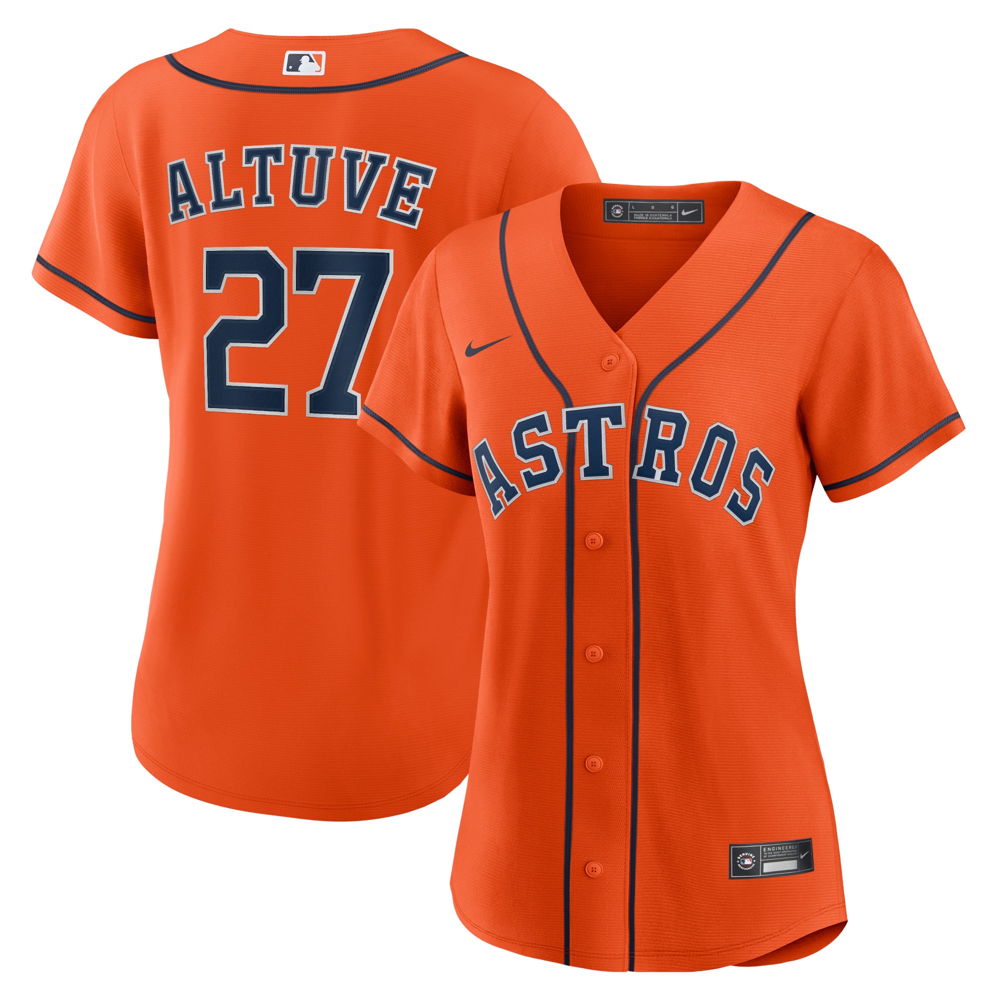 Houston Astros Jose Altuve Orange Alternate Player MLB Jersey Women's