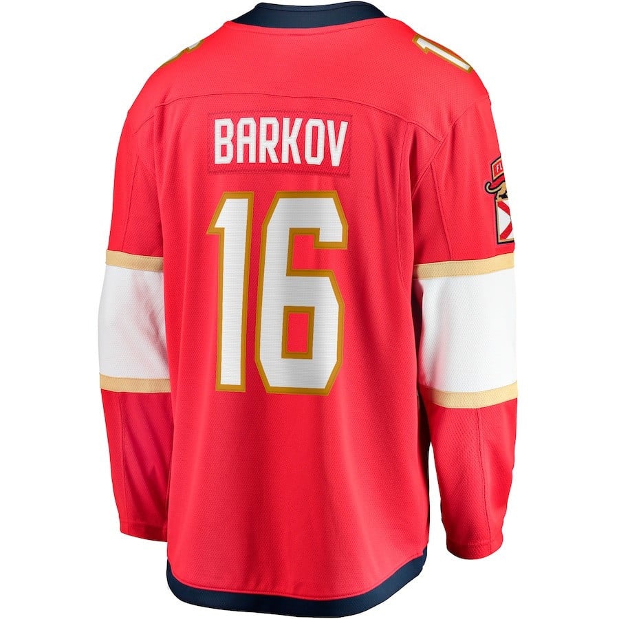 Aleksander Barkov 16 Florida Panthers 2023 Stanley Cup Final Home Breakaway Player Red NHL Jersey Men's