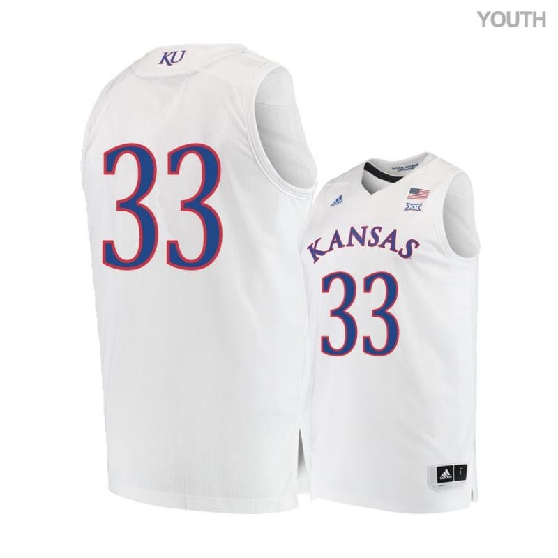 33 David McCormac White Kansas Jayhawks NCAA Jersey Youth