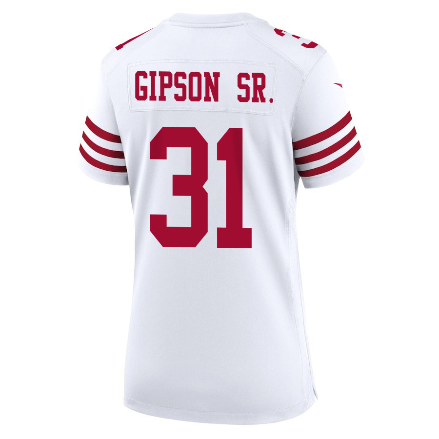Tashaun Gipson Sr. 31 San Francisco 49ers Super Bowl LVIII Patch Game White NFL Jersey Women's