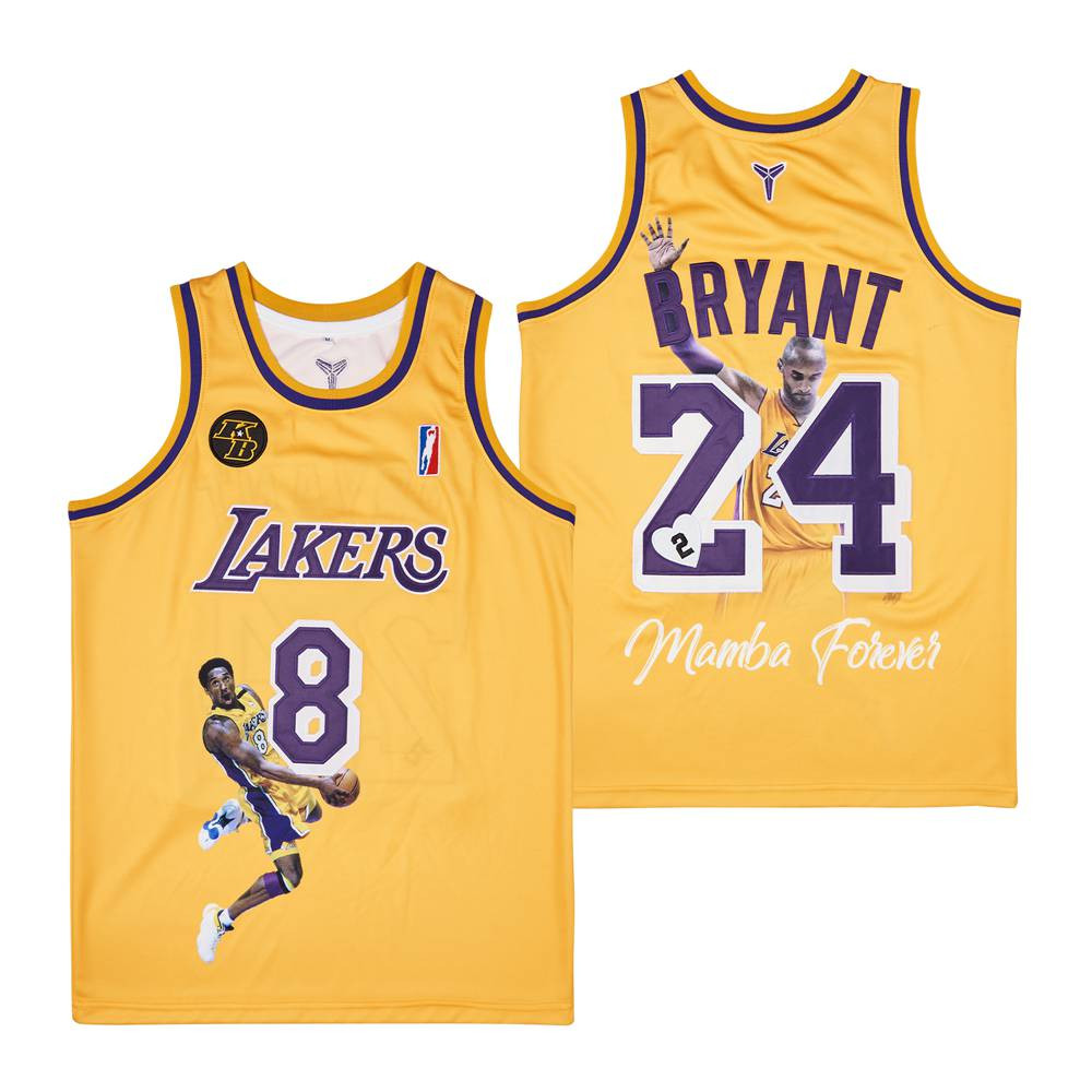 Kobe Bryant 24 Los Angeles Lakers Mamba Forever Swingman Yellow NBA Jersey Men's