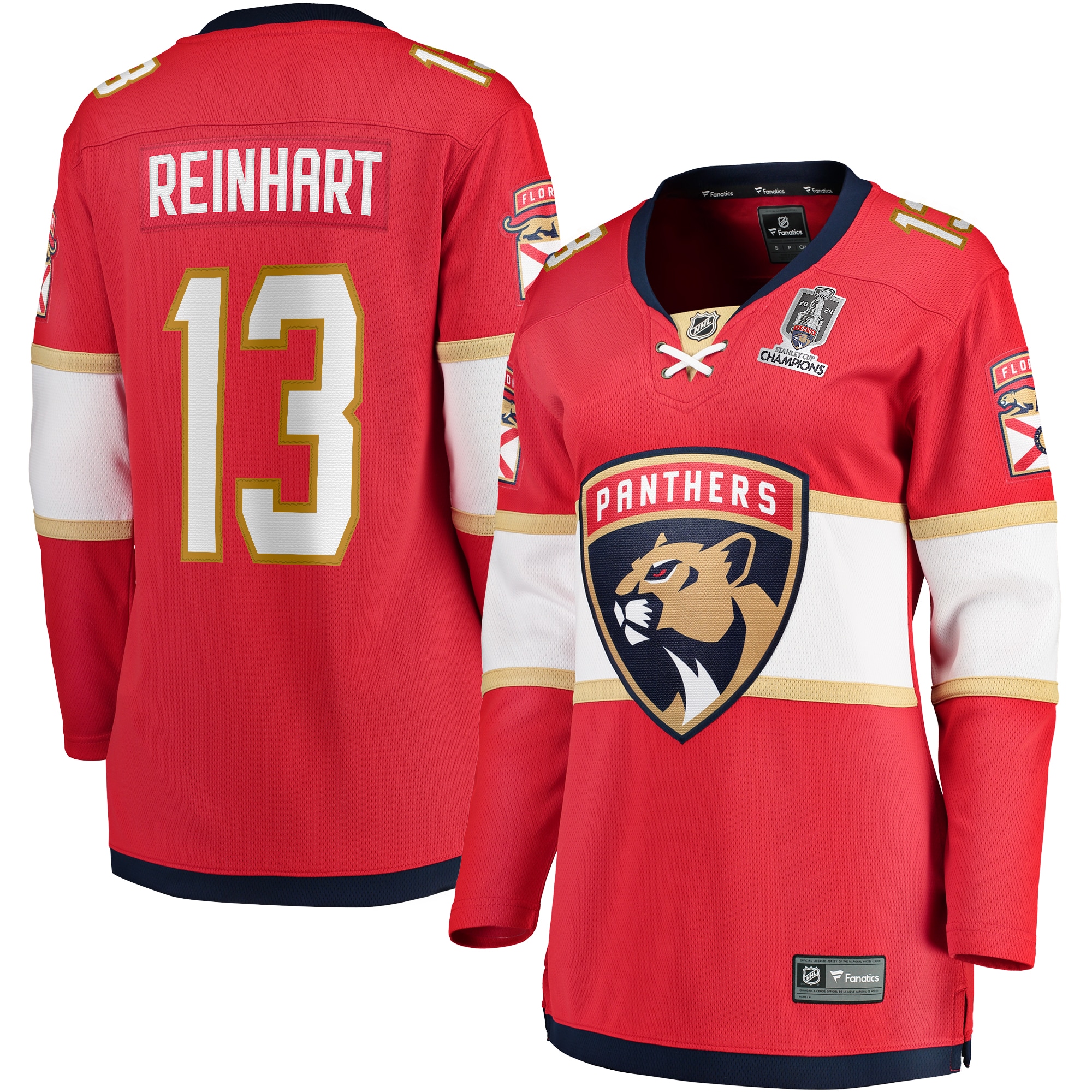 Florida Panthers Sam Reinhart Red Home 2024 Stanley Cup Champions Breakaway Player NHL Jersey Women's