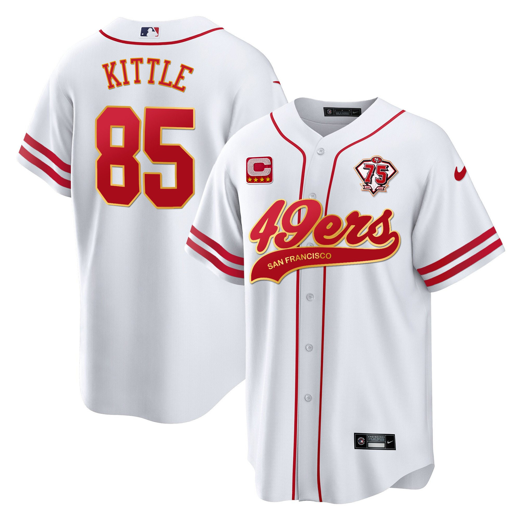 George Kittle 85 San Francisco 49ers White MLB Jersey Men's
