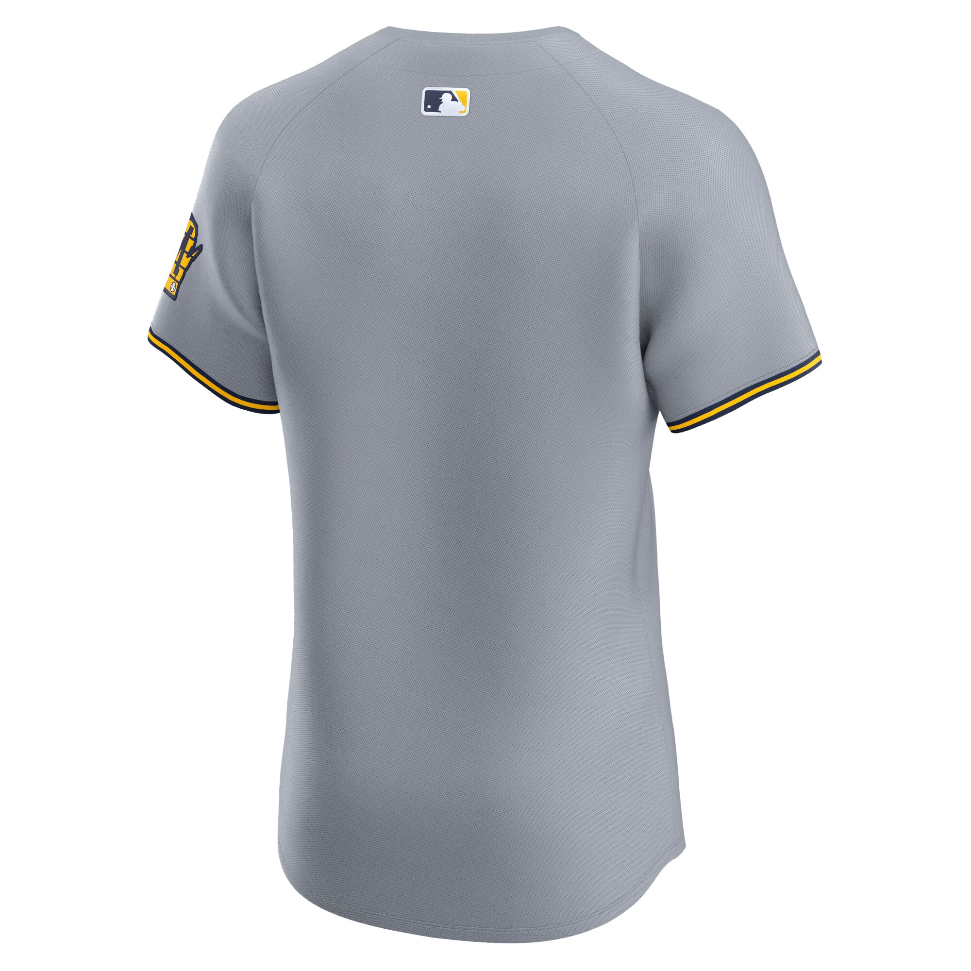 Milwaukee Brewers Gray Road Vapor Premier Elite Patch MLB Jersey Men's