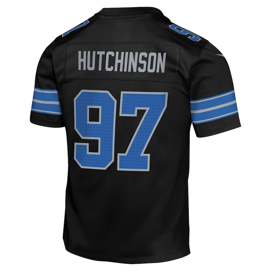 Aidan Hutchinson 97 Detroit Lions Alternate Player Game Black NFL Jersey Youth