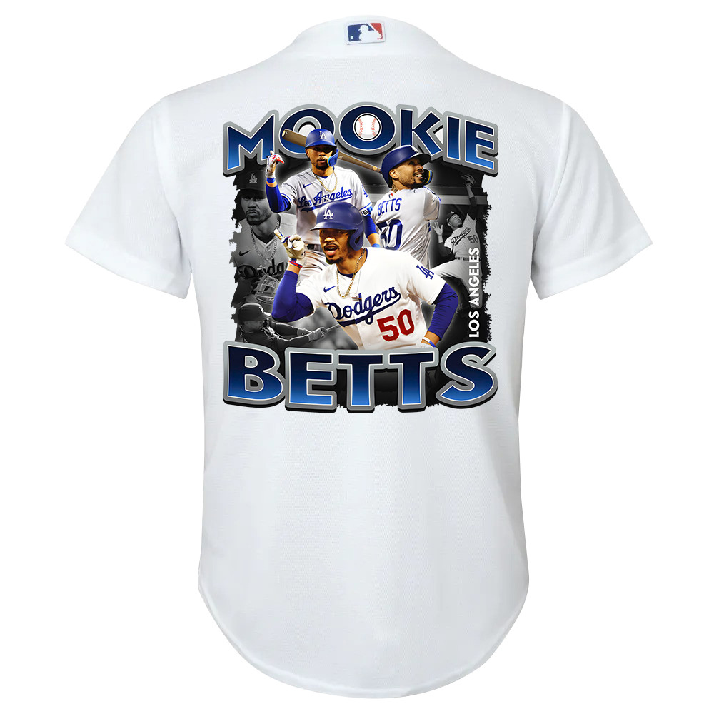 Mookie Betts 50 Los Angeles Dodgers Posture 2023 Home Player White MLB Jersey Youth