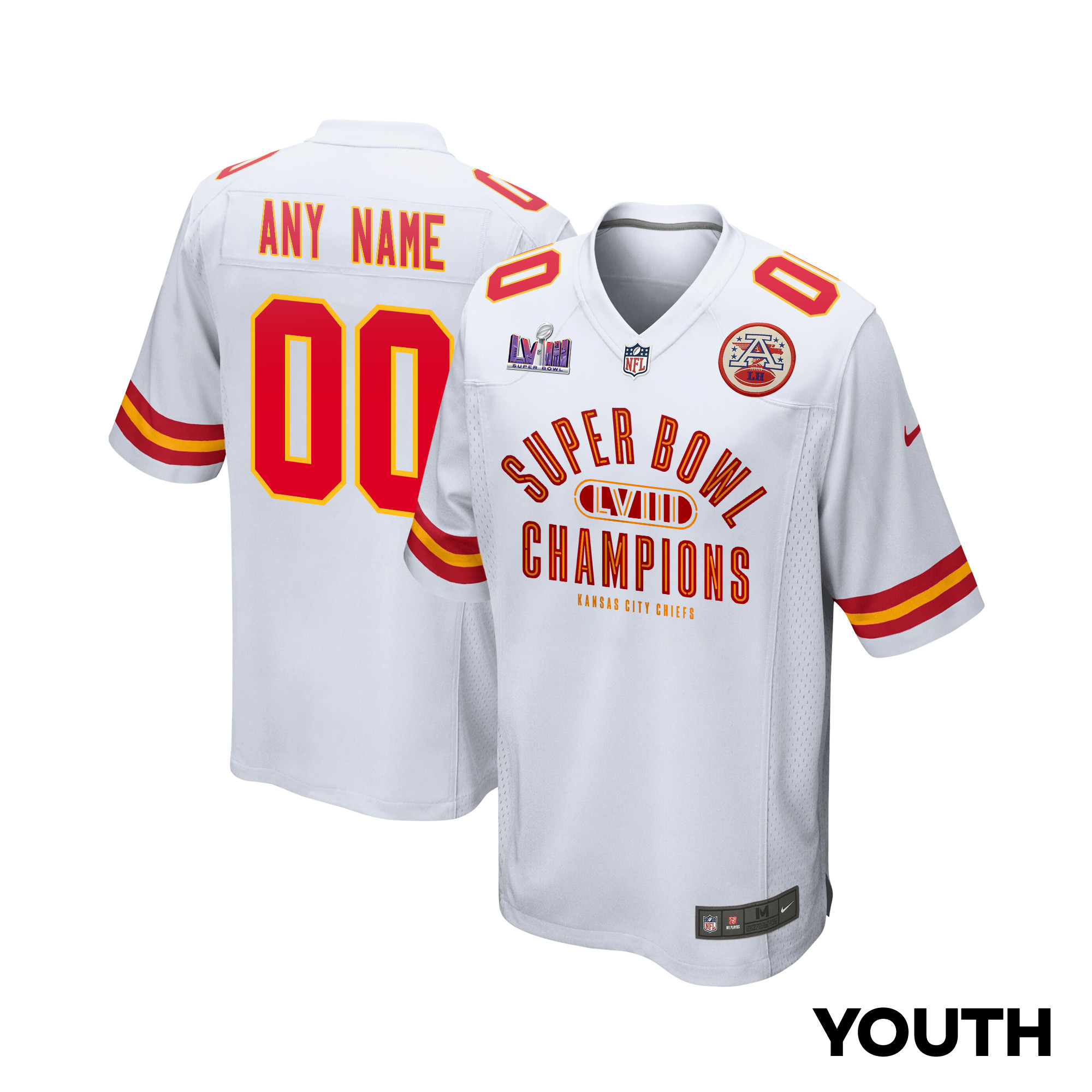 Kansas City Chiefs Super Bowl LVIII Champions Under The Lights Game White NFL Jersey Youth