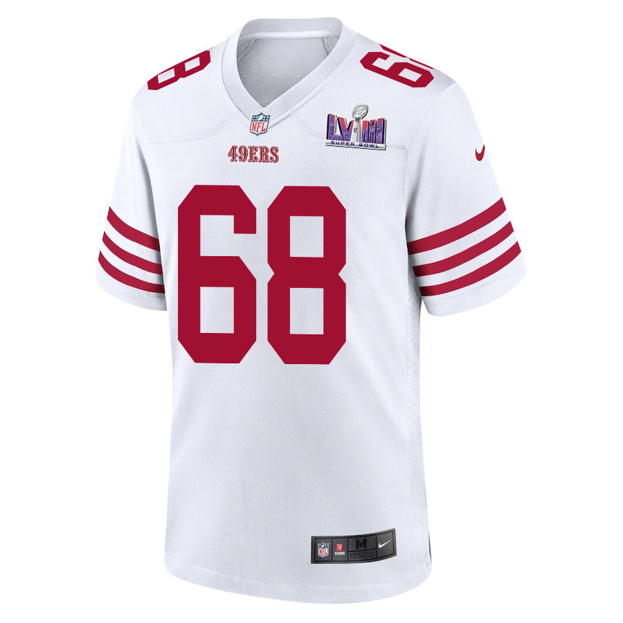Colton McKivitz 68 San Francisco 49ers Super Bowl LVIII Patch Game White NFL Jersey Men's