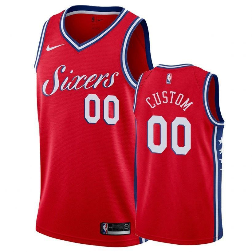 Philadelphia 76ers Custom 00 Statet Red NBA Jersey Men's