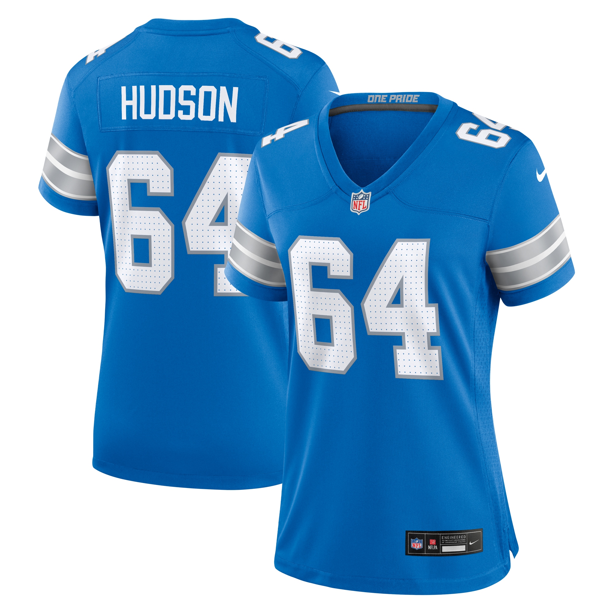 Detroit Lions Bryan Hudson Blue Game NFL Jersey Women's