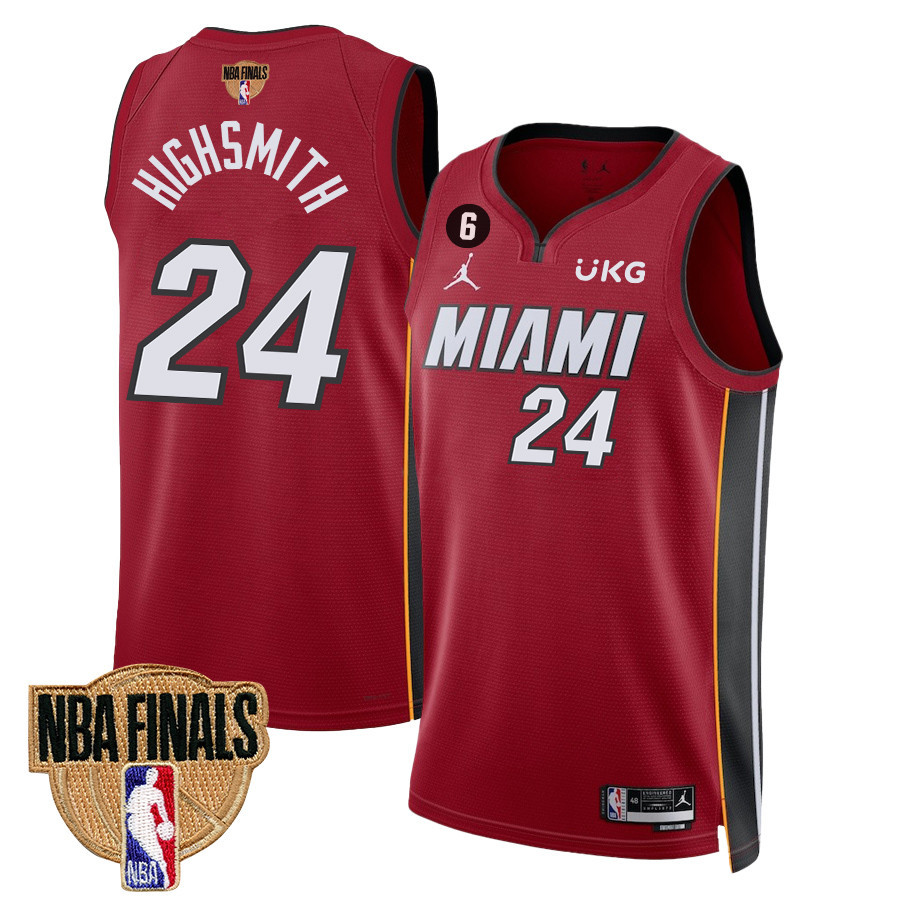 Haywood Highsmith 24 Miami Heat Final Champions 2023 Swingman Red NBA Jersey Men's