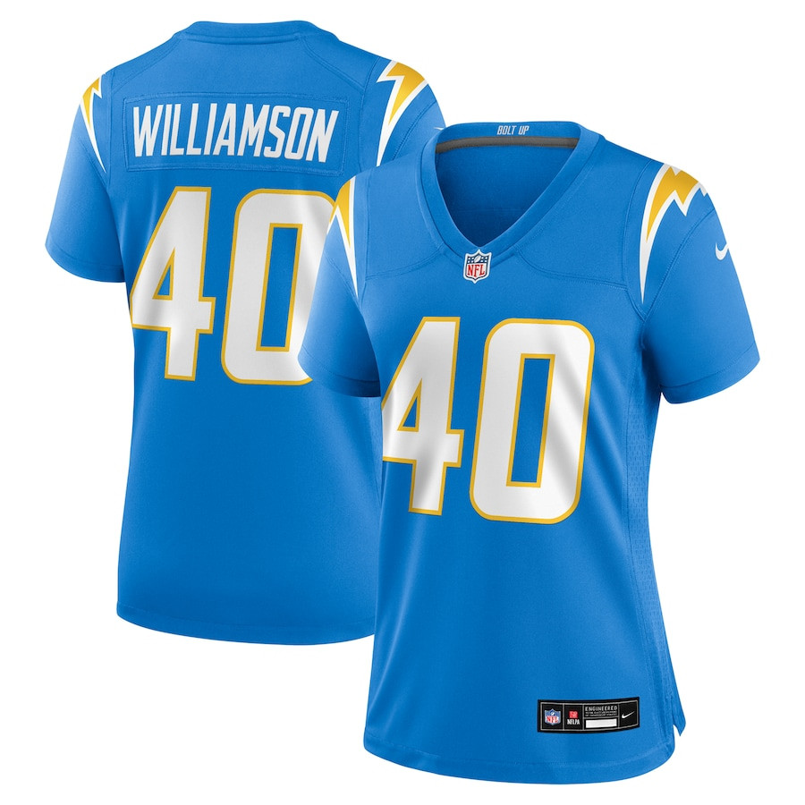 Kendall Williamson 40 Los Angeles Chargers Game Powder Blue NFL Jersey Women's