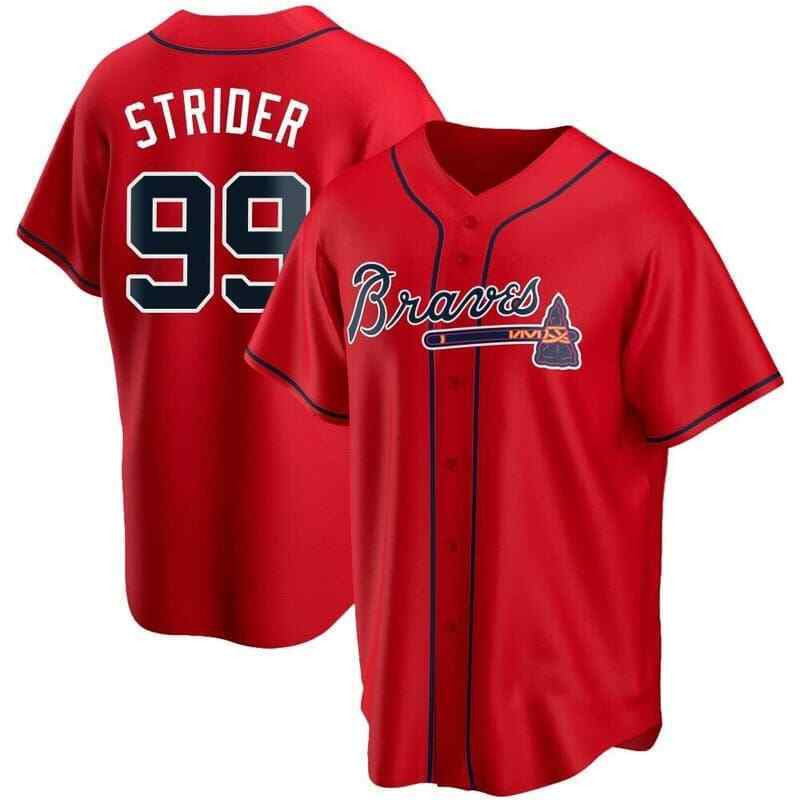 Spencer Strider 99 Atlanta Braves Red MLB Jersey Men's