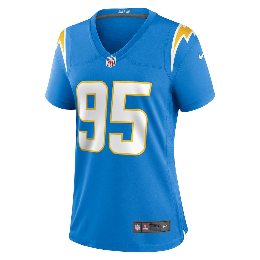 Poona Ford 95 Los Angeles Chargers Game Powder Blue NFL Jersey Women's