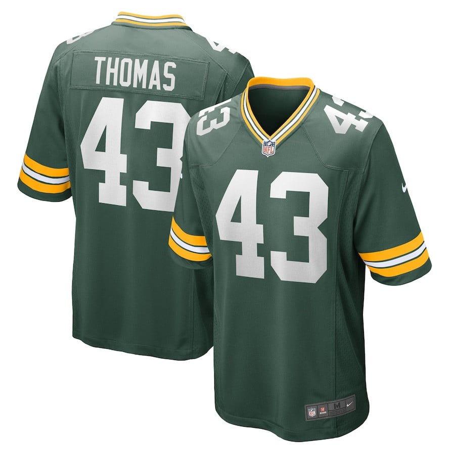 Kiondre Thomas 43 Green Bay Packers Game Green NFL Jersey Men's