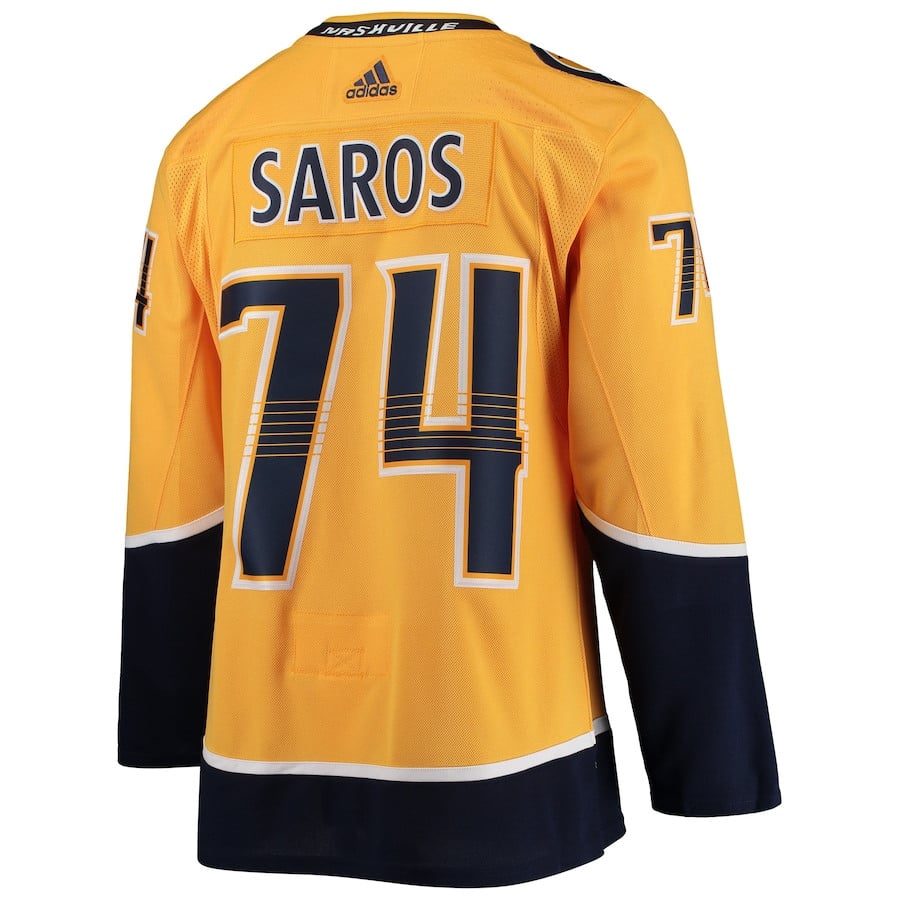 Juuse Saros 74 Nashville Predators Home Gold NHL Jersey Men's