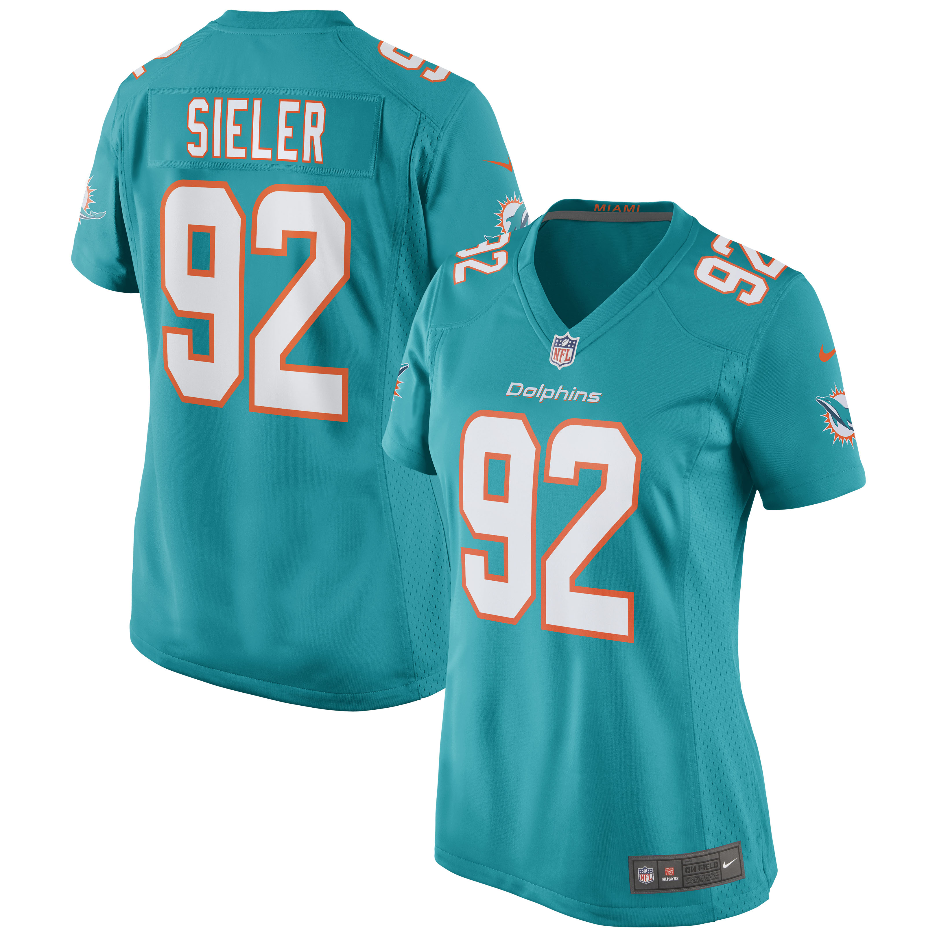 Miami Dolphins Zach Sieler Aqua Game NFL Jersey Women's