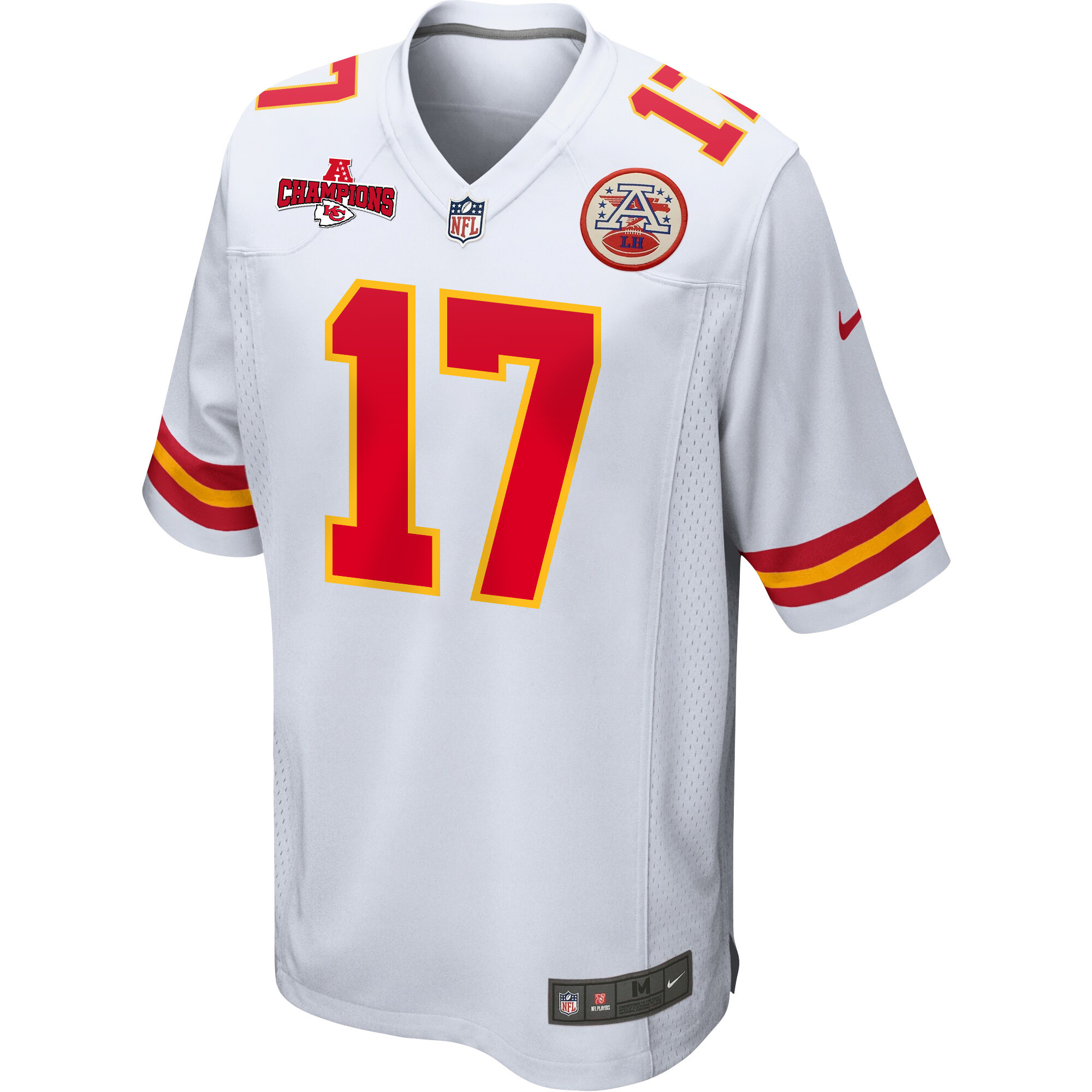 Richie James 17 Kansas City Chiefs AFC Champions Patch Game White NFL Jersey Men's