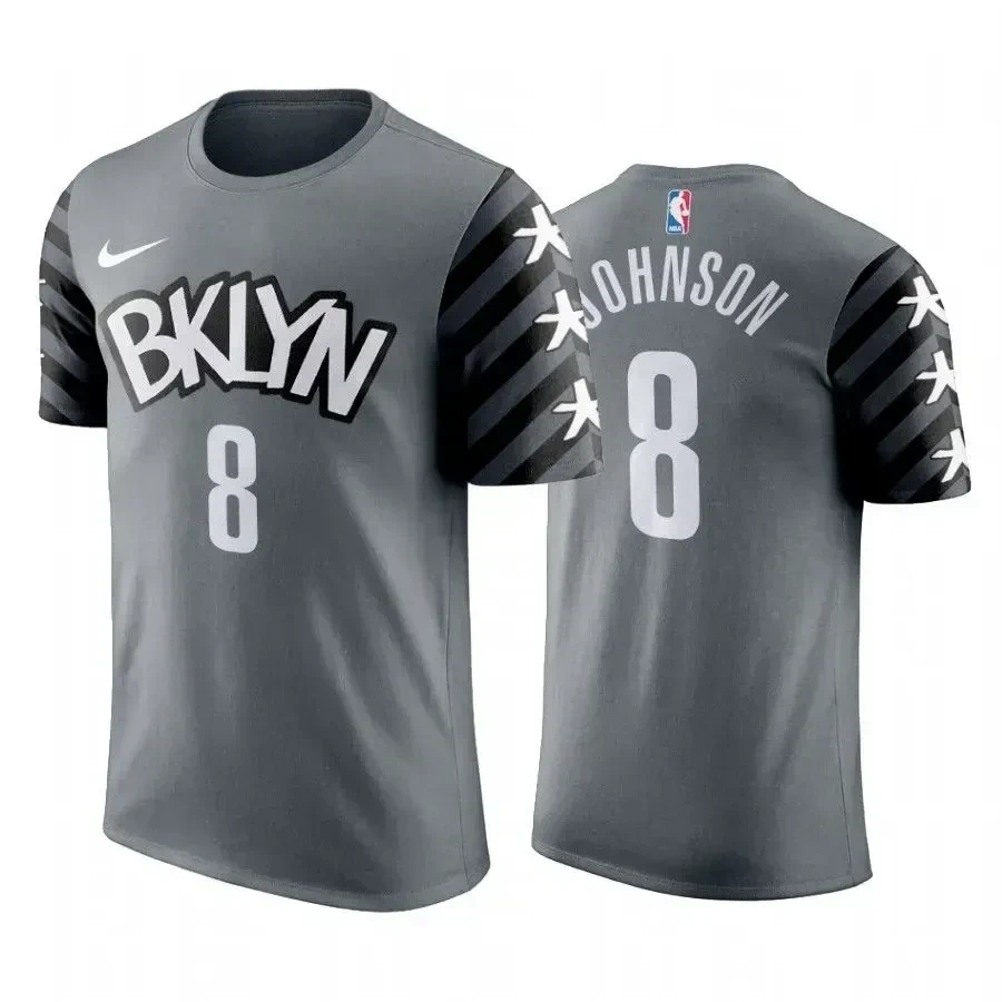 Tyler Johnson Brooklyn Nets 8 Statet Gray NBA Jersey Men's