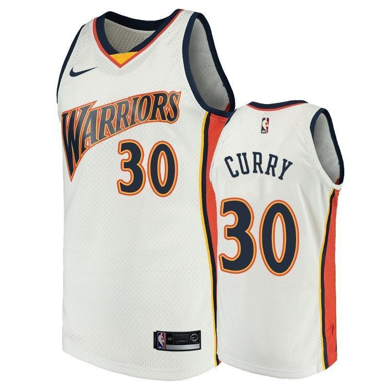 Golden State Warriors 30 Stephen Curr White Throwback NBA Jersey Men's