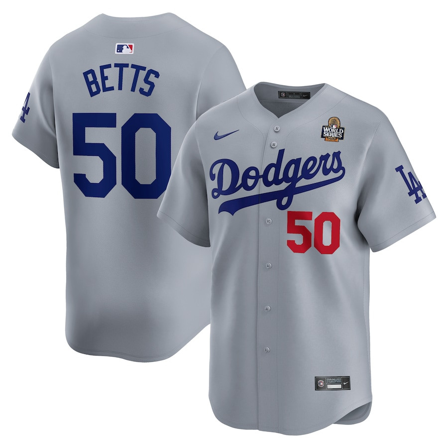 Mookie Betts 50 Los Angeles Dodgers 2024 World Series Alternate Limited Player Gray MLB Jersey Men's