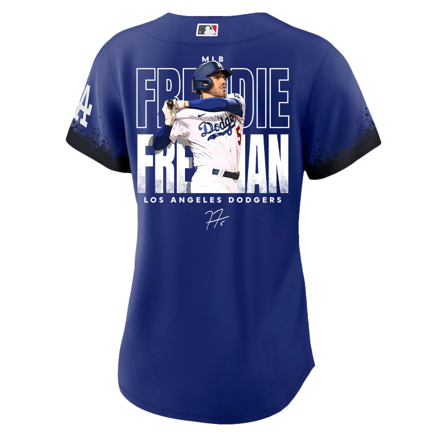 Freddie Freeman 5 Los Angeles Dodgers Signed Home Run 2023 City Connect Player Royal MLB Jersey Women's