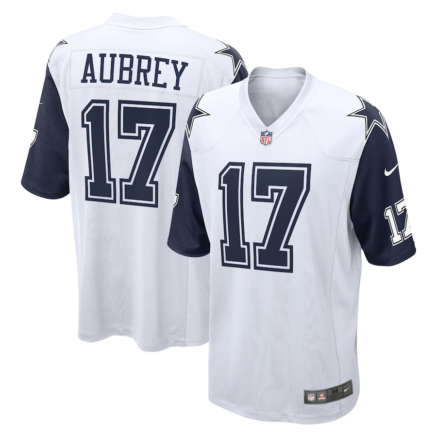 Brandon Aubrey 17 Dallas Cowboys Team Game White NFL Jersey Men's
