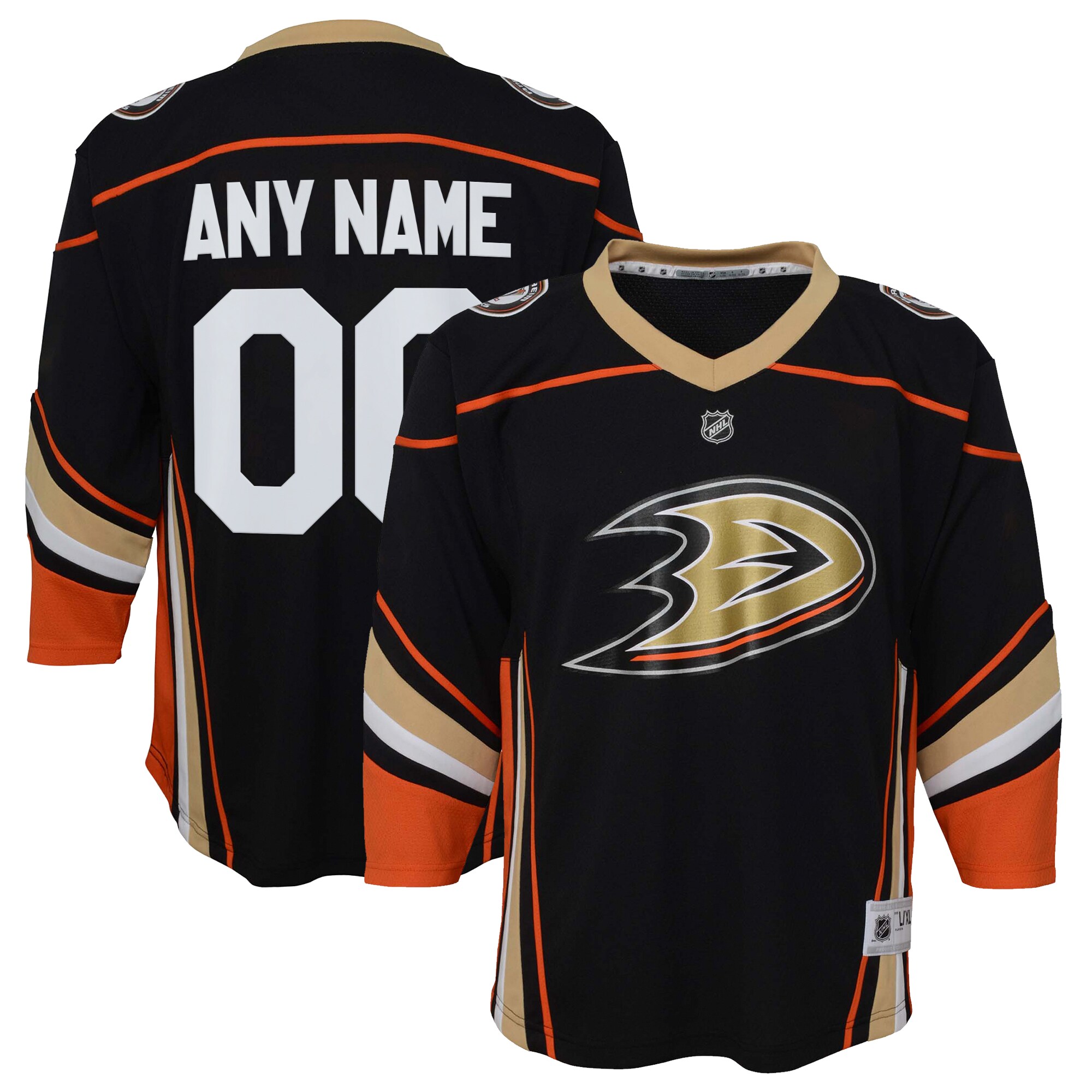 Anaheim Ducks Black Home Custom NHL Jersey Youth