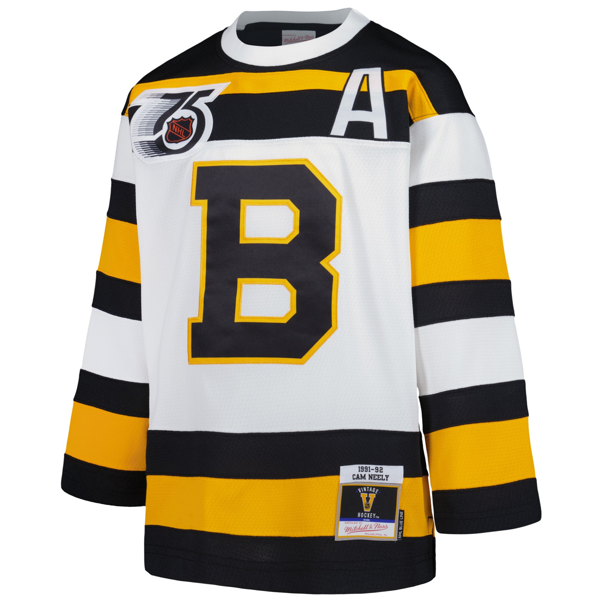 Boston Bruins Cam Neely Mitchell Ness White 1991 Blue Line Player NHL Jersey Youth