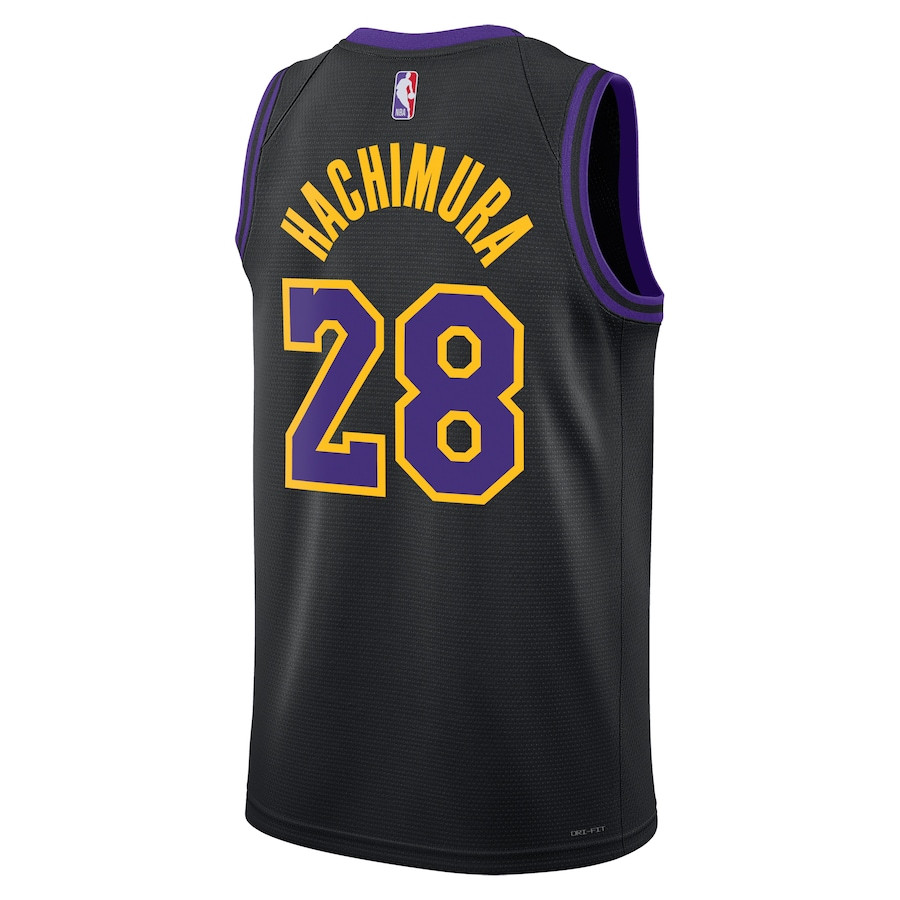 Rui Hachimura 28 Los Angeles Lakers 2023/24 City Edition Swingman Black NBA Jersey Men's