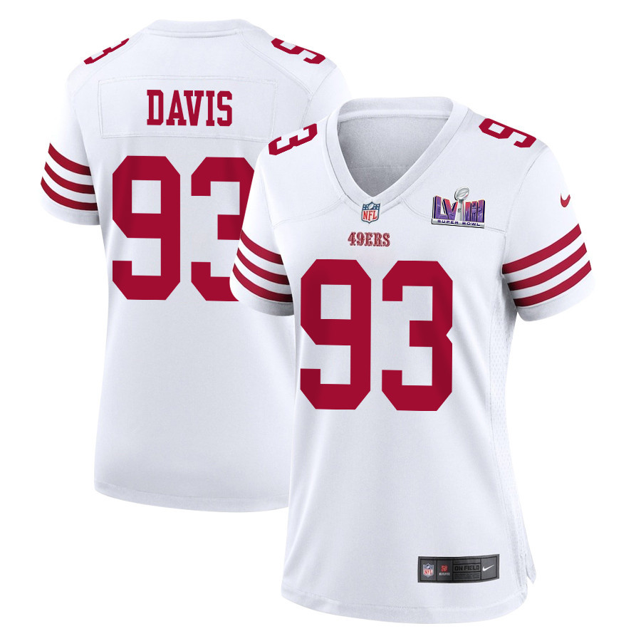 Kalia Davis 93 San Francisco 49ers Super Bowl LVIII Patch Game White NFL Jersey Women's