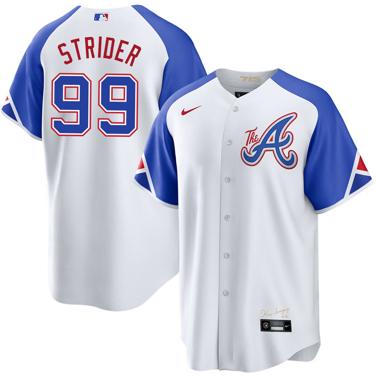 Spencer Strider 99 Atlanta Braves City Connect White MLB Jersey Men's