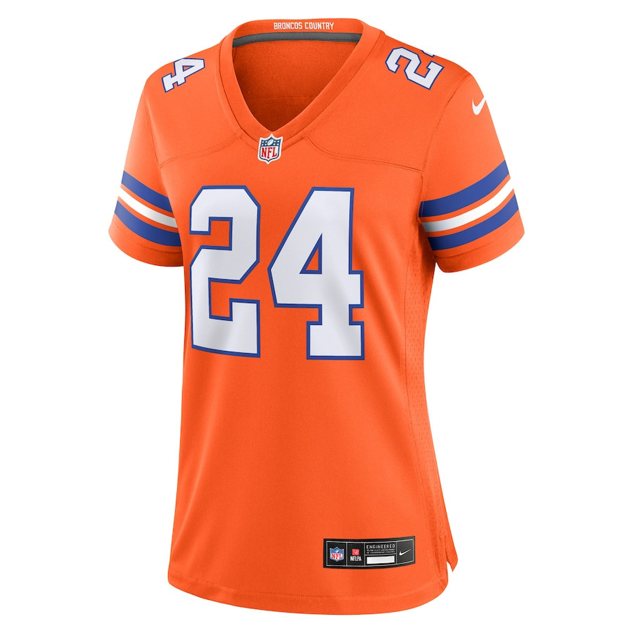 Champ Bailey 24 Denver Broncos Mile High Collection 1977 Throwback Retired Player Game Orange NFL Jersey Women's