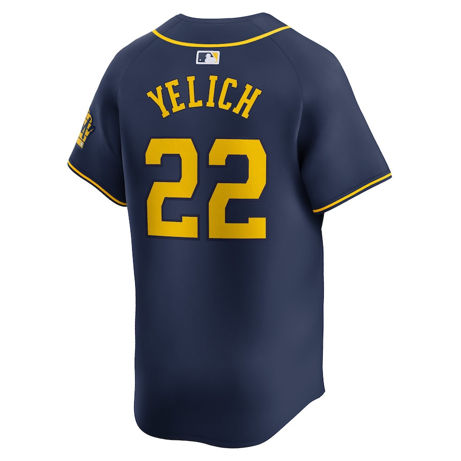 Christian Yelich 22 Milwaukee Brewers Alternate Limited Navy MLB Jersey Men's