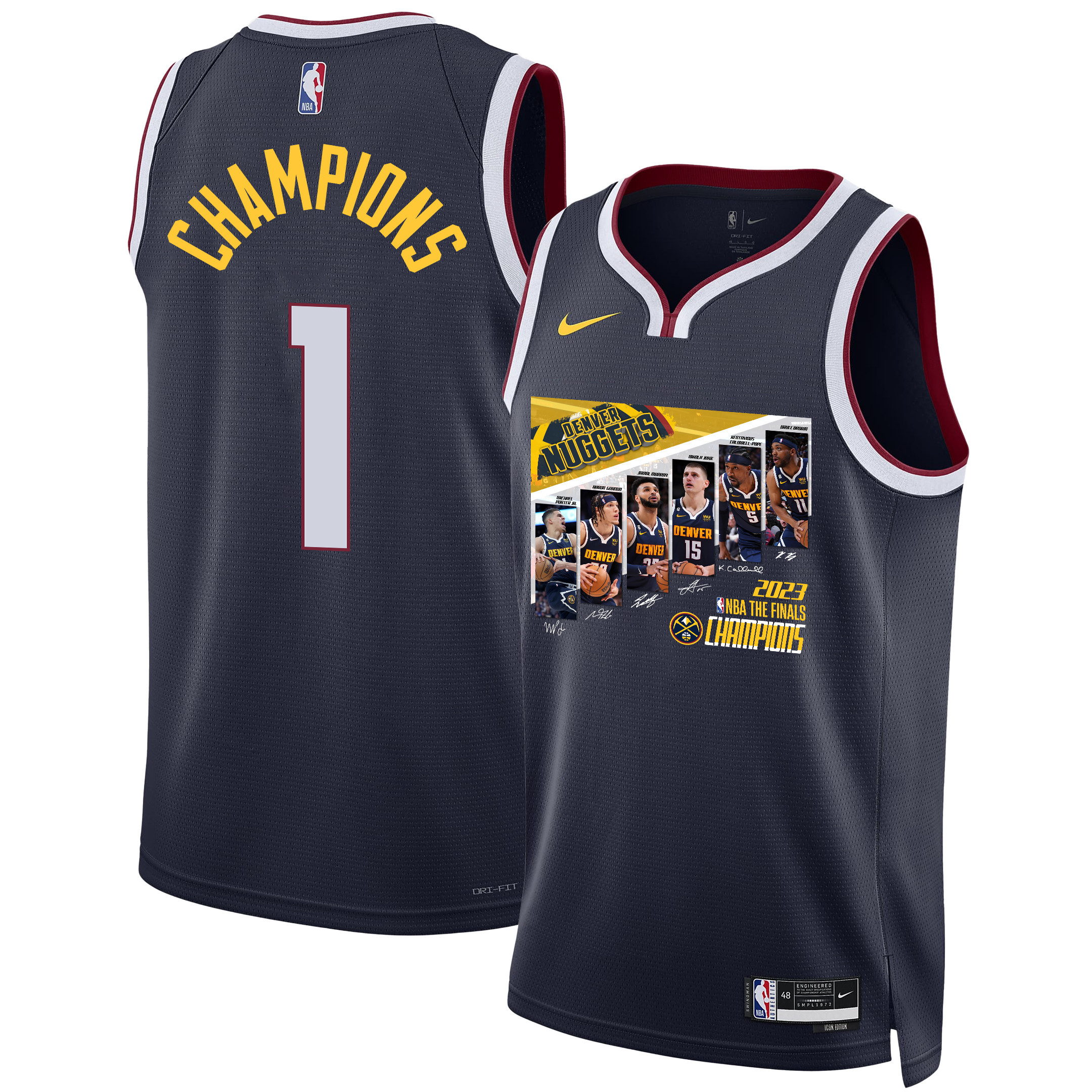 Denver Nuggets 2023 Championship Journey Players Signatures Swingman Black NBA Jersey Men's
