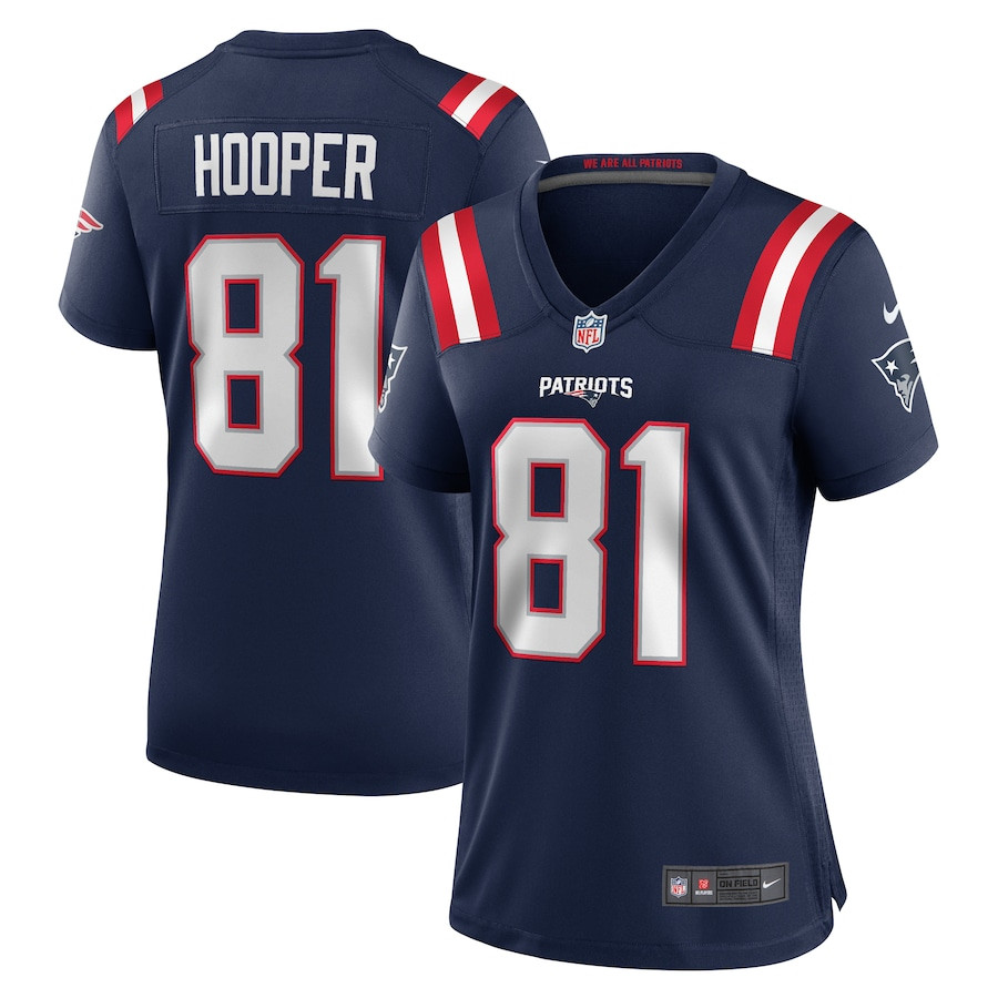 Austin Hooper 81 New England Patriots Team Game Navy NFL Jersey Women's