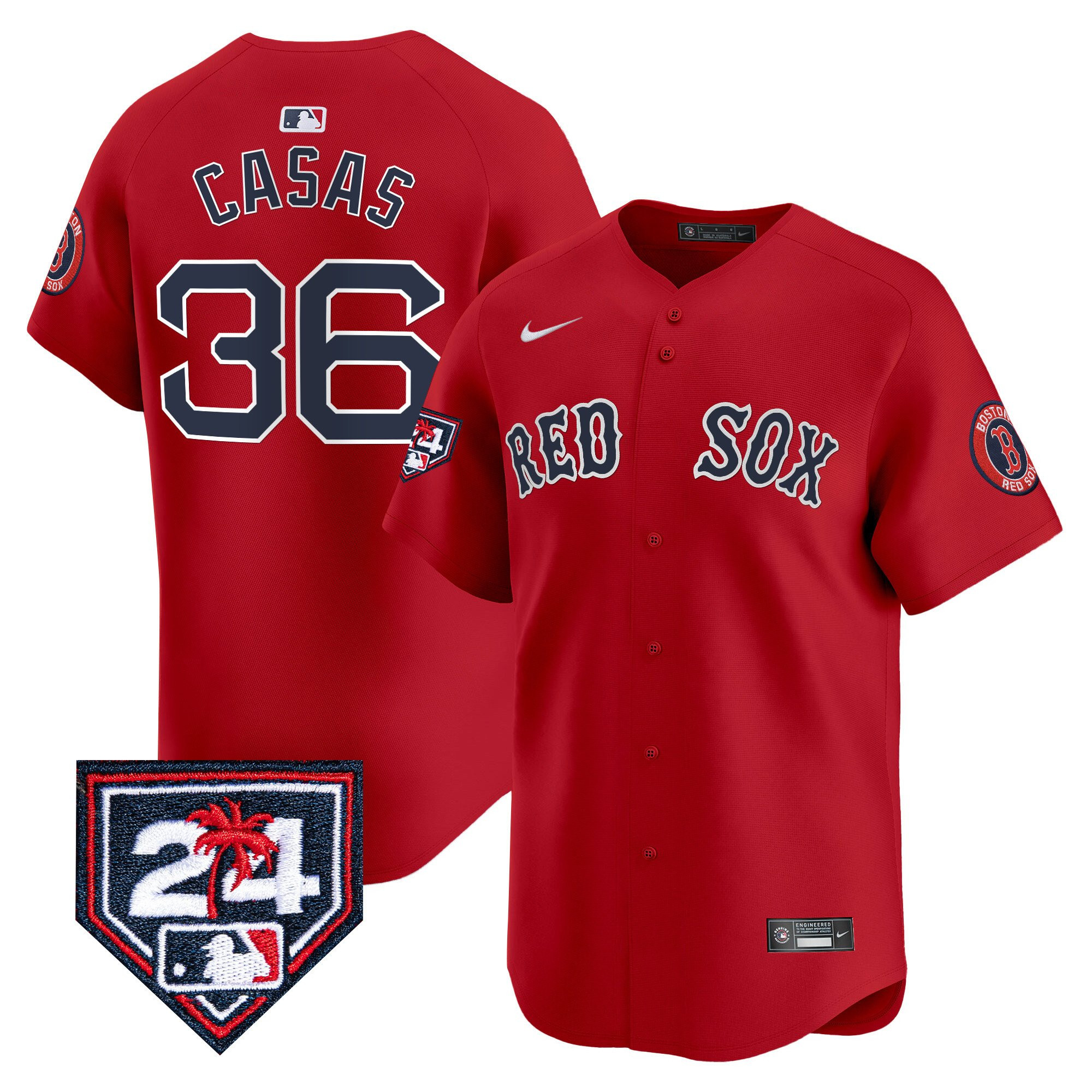 Triston Casas 36 Boston Red Sox 2024 Spring Training Red MLB Jersey Men's