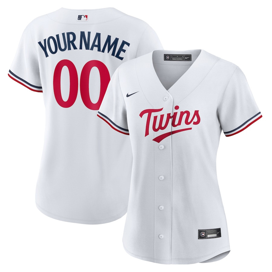 Minnesota Twins Team Logo Home Custom White MLB Jersey Women's
