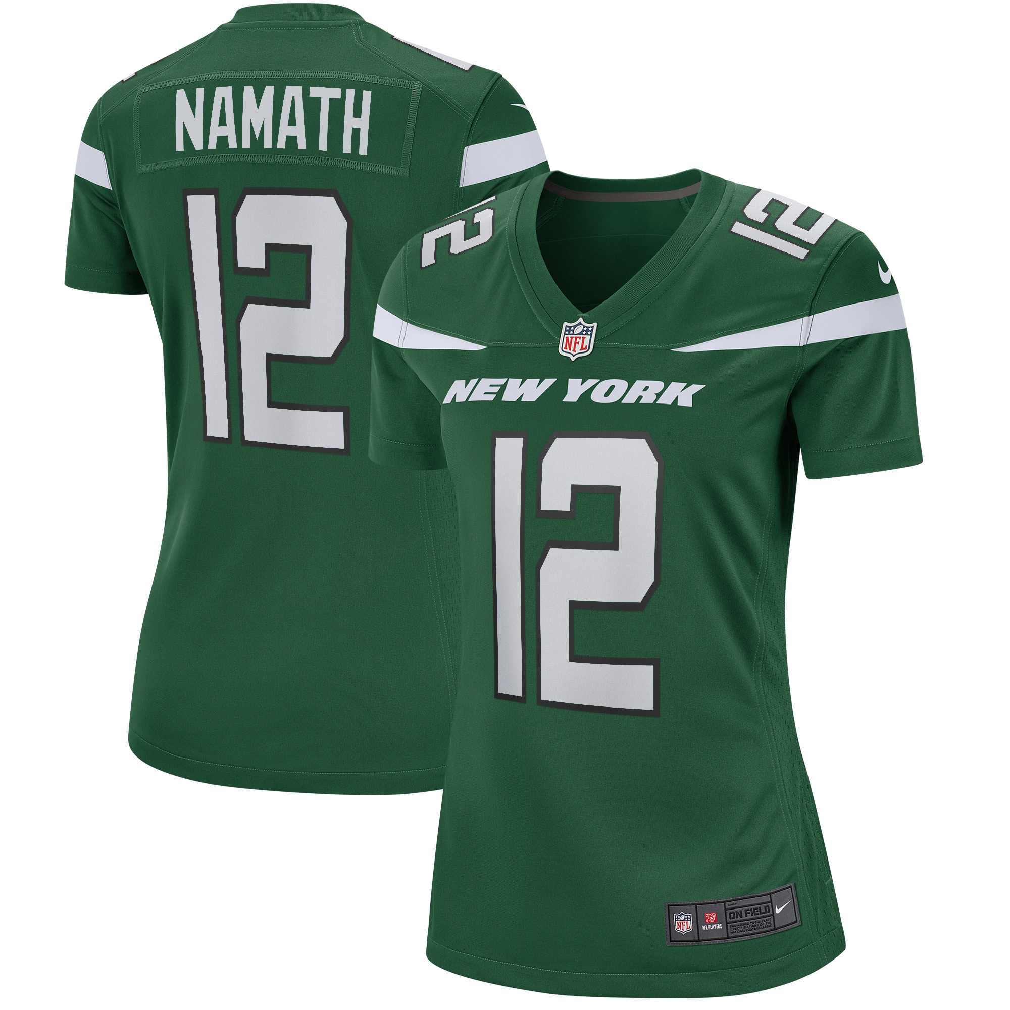 New York Jets Joe Namath Gotham Green Game Retired Player NFL Jersey Women's