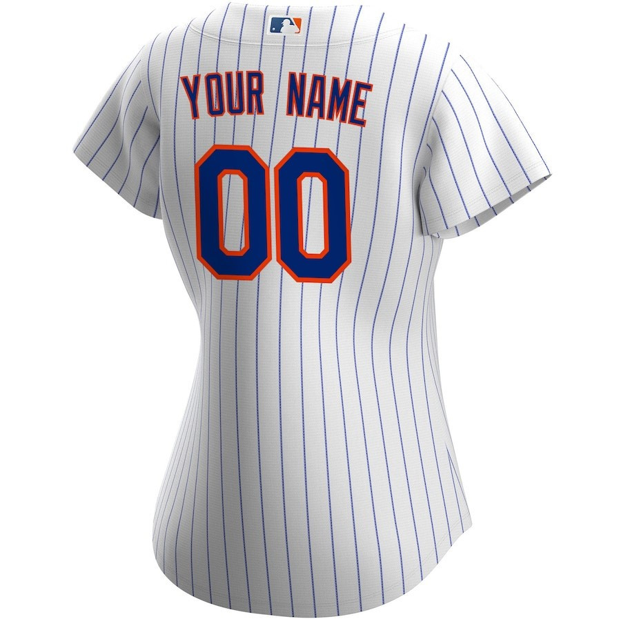 New York Mets Home Custom White MLB Jersey Women's
