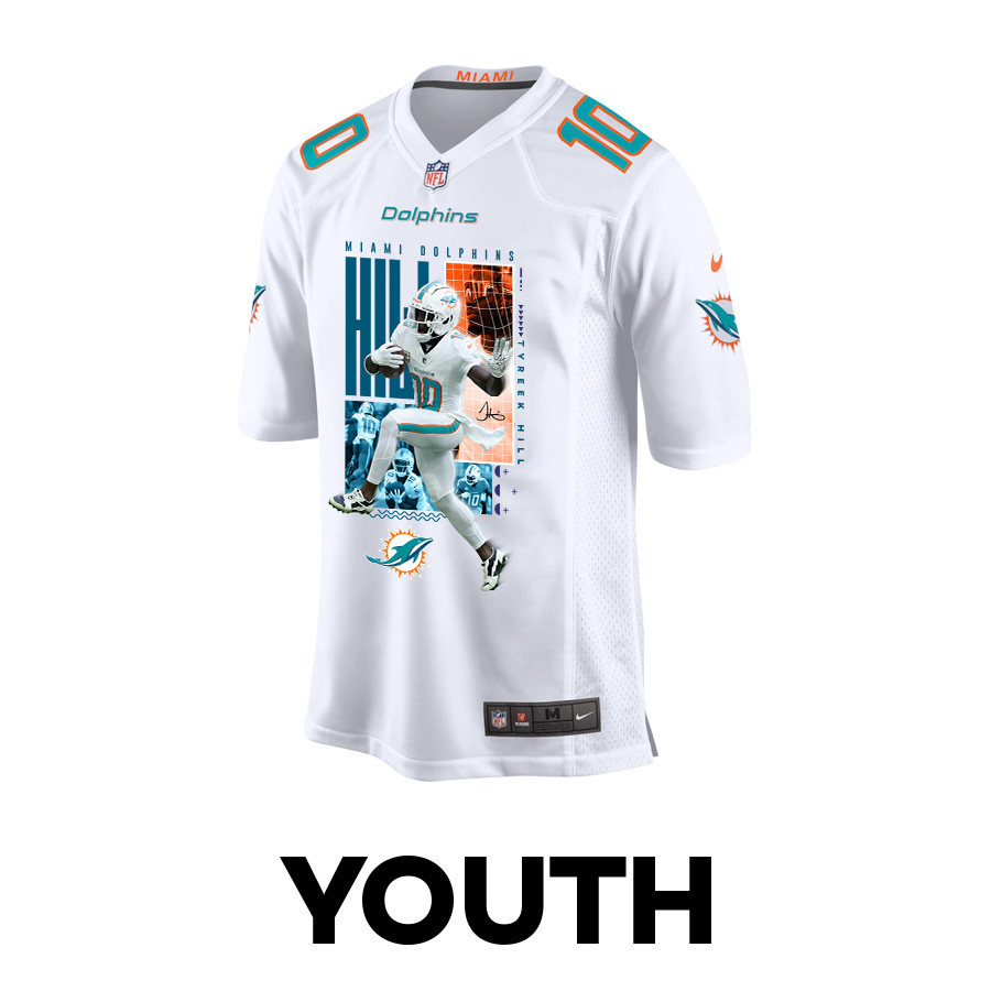 Tyreek Hill 10 Miami Dolphins The Cheetah Game White NFL Jersey Youth